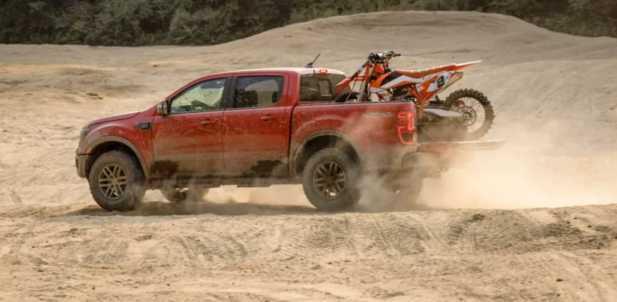 Ford ranger carrying motorcycles.