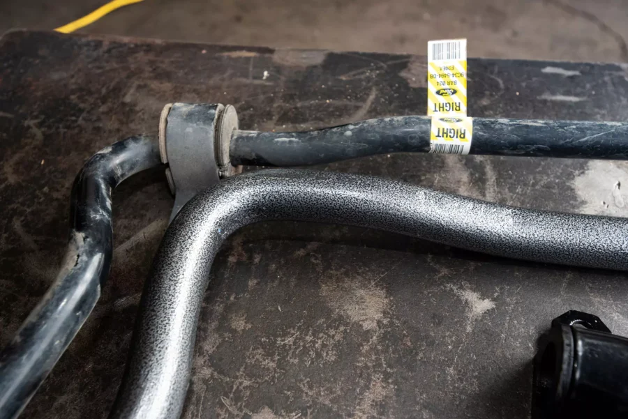 Two sway bars side by side.