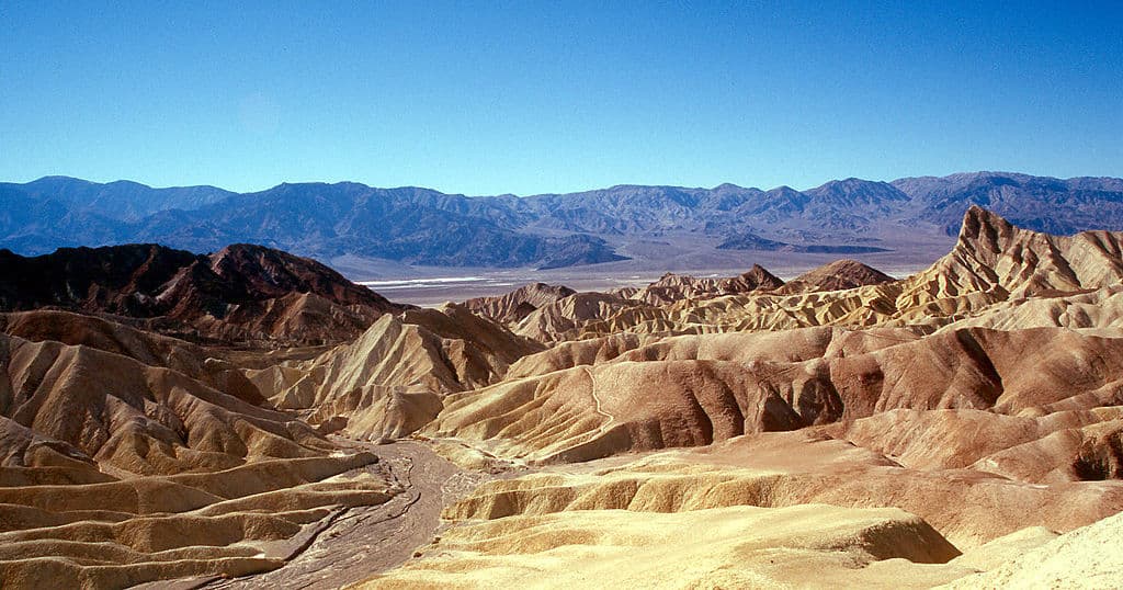 A view of Death Valley from the popular Zabriskie Point.