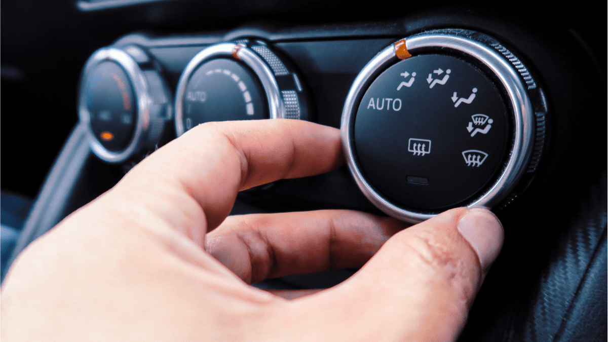 The A/C controls in a vehicle
