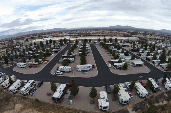 Aerial view of Butterfield RV Resort