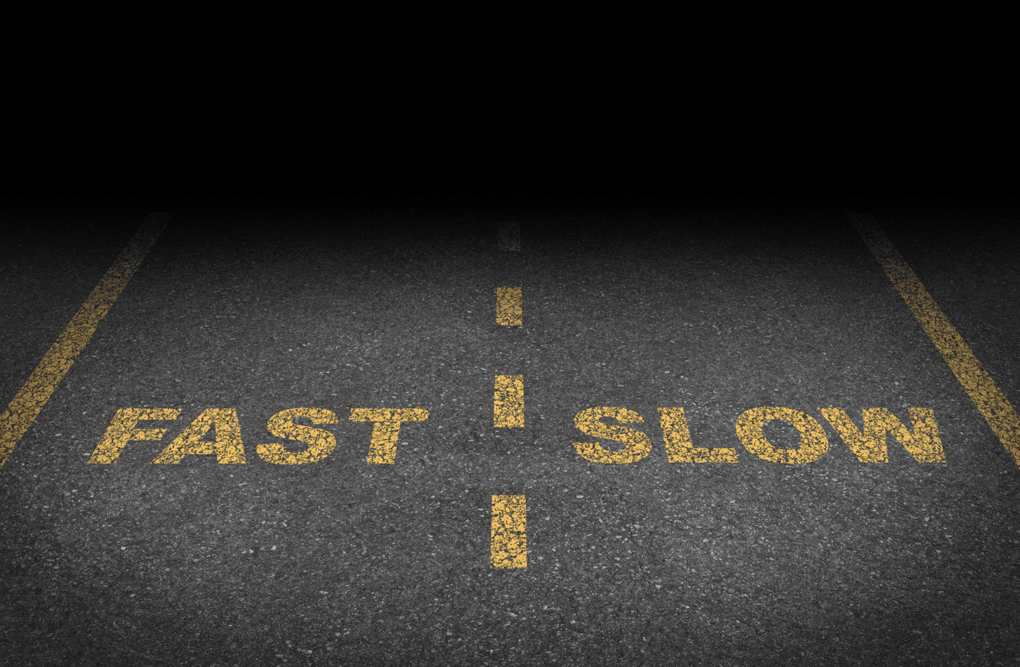 Paint designates the left lane as fast and the right lane as slow.