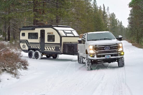 Imperial Outdoors Xplore-RV X195 on a snowy road