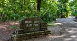 Entrance sign to Monte Sano State Park, one of many popular Alabama RV camping destinations
