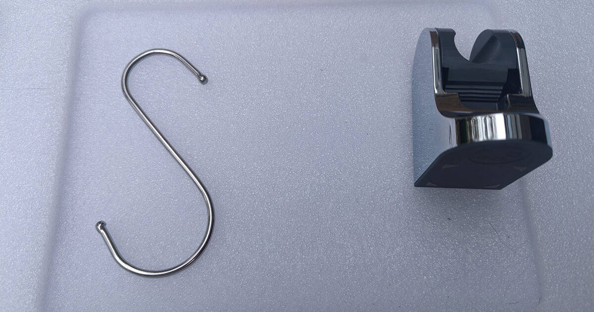 The tree hook and magnetic shower holder for the InstaShower Go Pro.