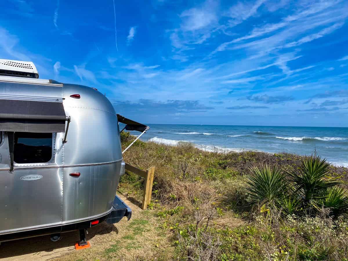 Small Camping Trailer By The Ocean