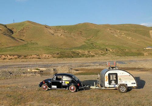 Volkswagen dune buggy and teardrop trailer