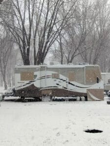 RV In the snow.