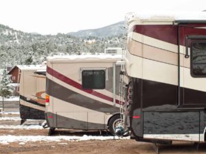 Class A motorhomes in the snow