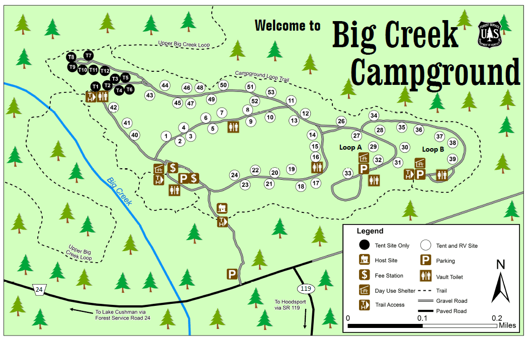 Map of Big Creek Campground