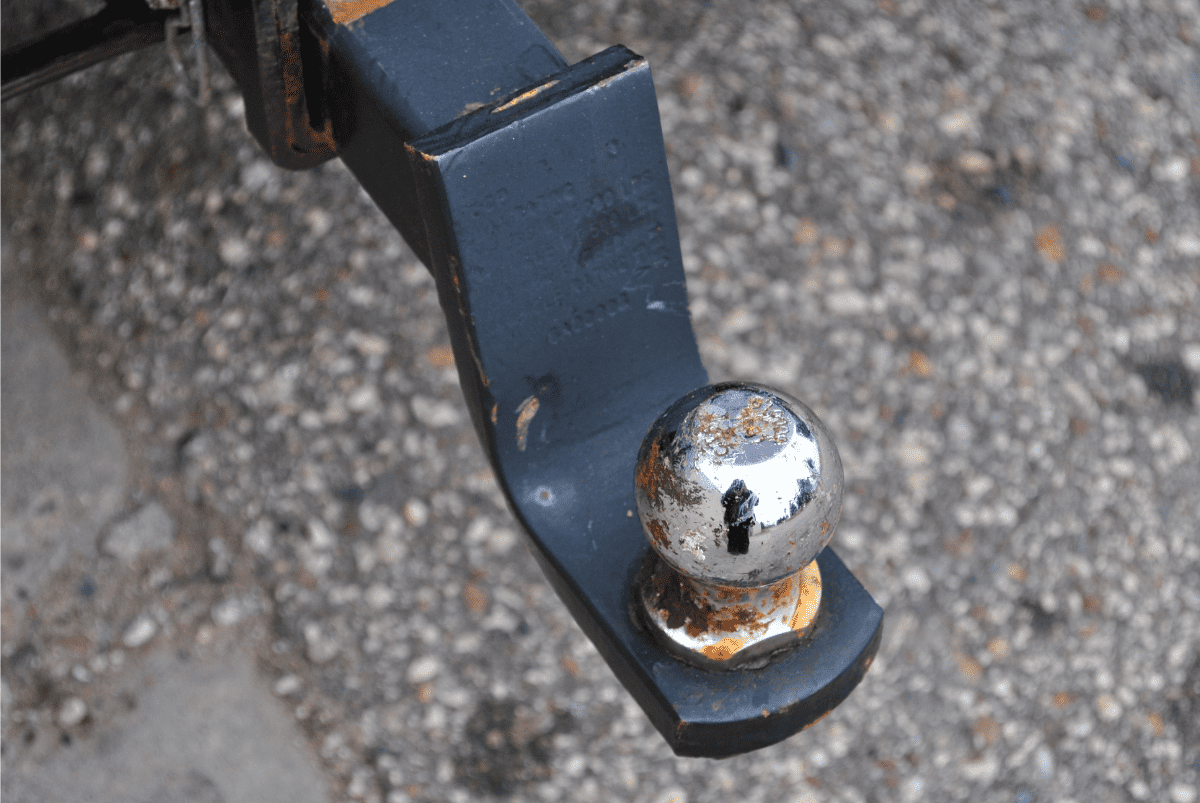 A ball hitch on a vehicle
