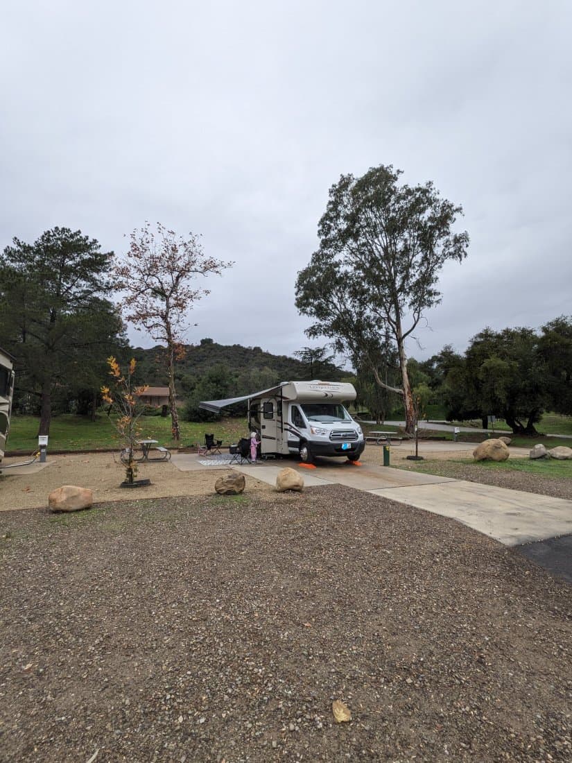 An RV on a concrete pad at Lake Casitas Recreation Area by Samg805