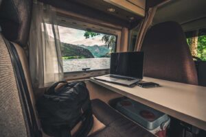 Laptop on a camper table - RV internet